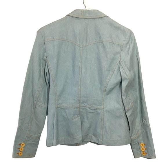 Marc Jacobs Women's One Button Cotton Denim Blazer jacket Sz 10 Long Sleeve - Picture 2 of 10